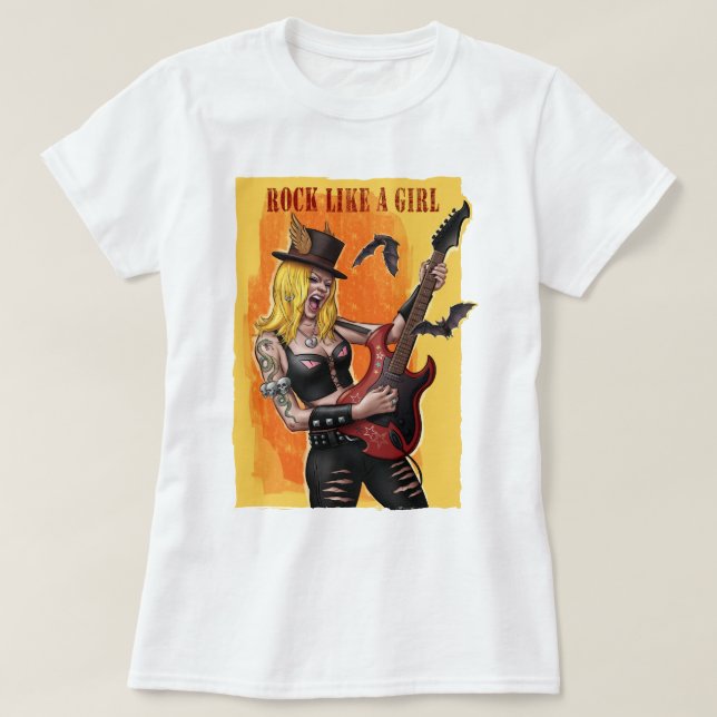 Rock como una camiseta femenina Chica (Diseño del anverso)