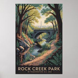 Rock Creek Park Póster de viaje vintage de Washi