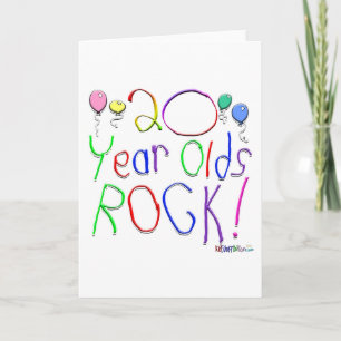 ¡Rock de 20 años! Tarjeta mediana