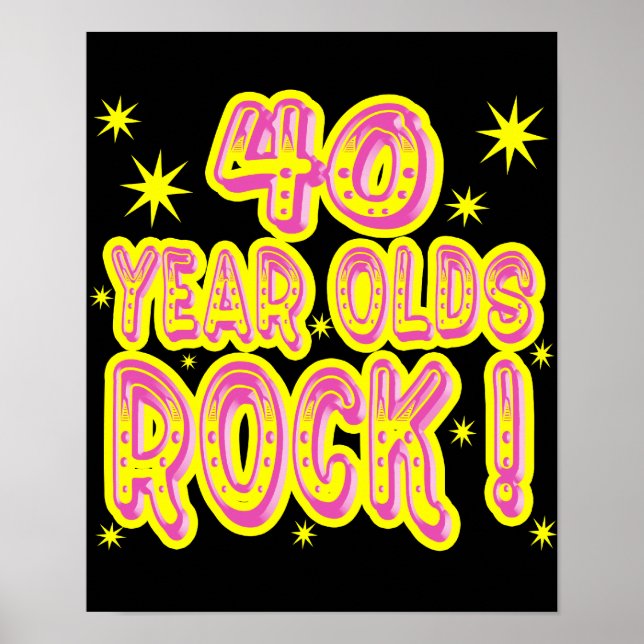 ¡Rock De 40 Años! Impresión Poster (rosa) (Frente)