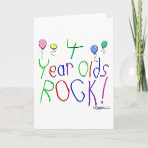 ¡Rock de 4 años! Tarjeta mediana