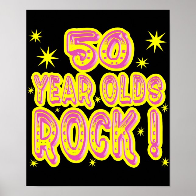 ¡Rock de 50 Años! Impresión Poster (rosa) (Frente)
