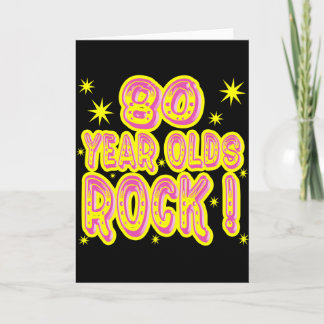 ¡Rock de 80 Años! Tarjeta de felicitación (rosa)