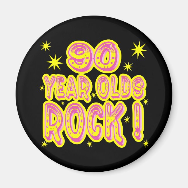 ¡Rock de 90 Años! (Rosa) Imán (Frente)