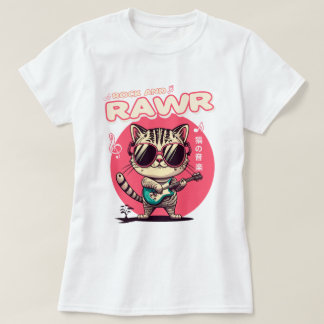 Rock de camiseta básica de las mujeres y gato de r