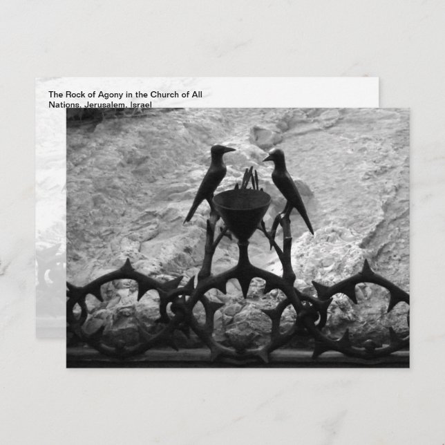 Rock of Agony, Jerusalén, Israel - postal de B&W (Anverso / Reverso)