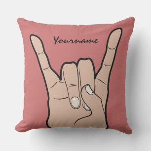 ROCK ON nombre personalizado y almohada de lanzami