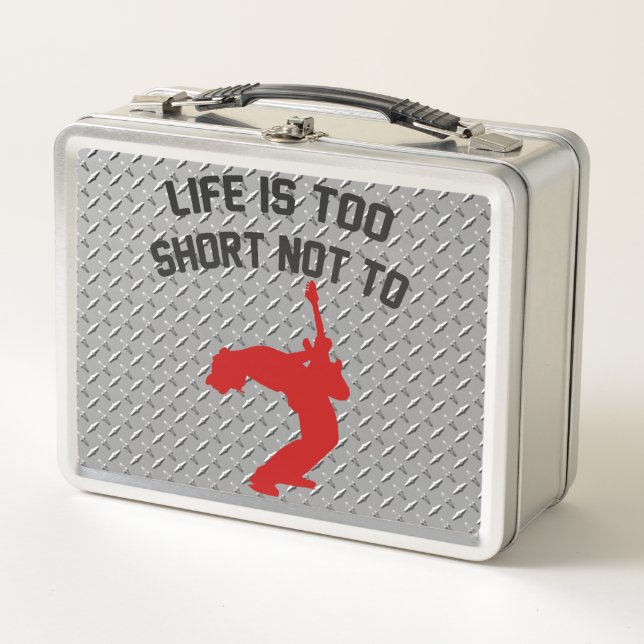 Rock Out Faux Diamond Plate Metalizado Lunch Box (Anverso)