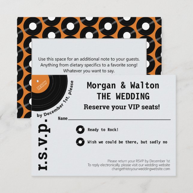 Rock Record Album Concert Style Simple RSVP Naranj (Anverso / Reverso)