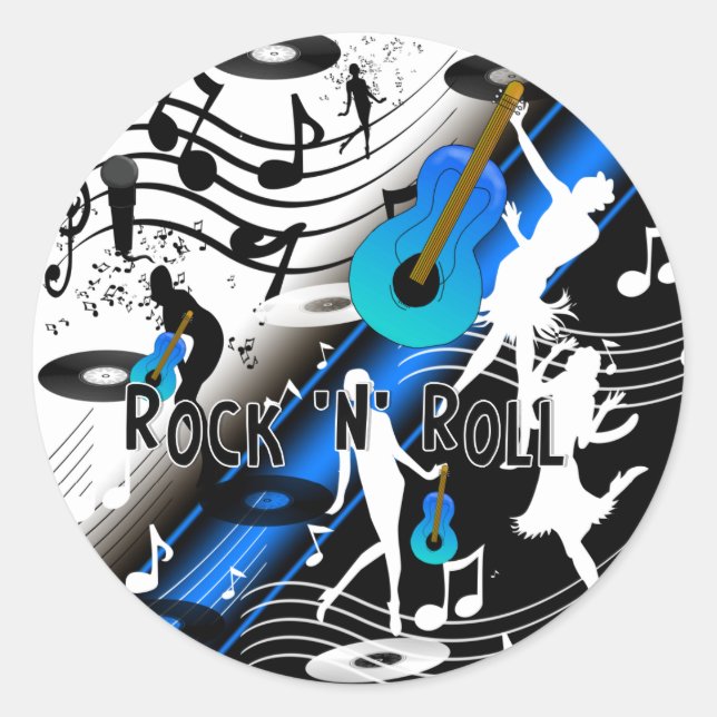Rock retro pegatina 'N' Roll Music me sacude (Anverso)