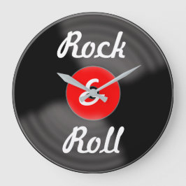 Rock retro y reloj de pared de récord rojo Roll