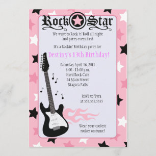 ROCK STAR 5x7 Invitación de cumpleaños de Rocker r