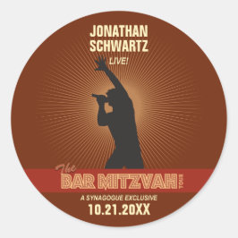 Rock Star Bar Mitzvah Pegatina en Brown