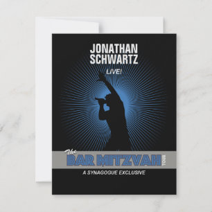 Rock Star Bar Mitzvah RSVP Responder Black Silver