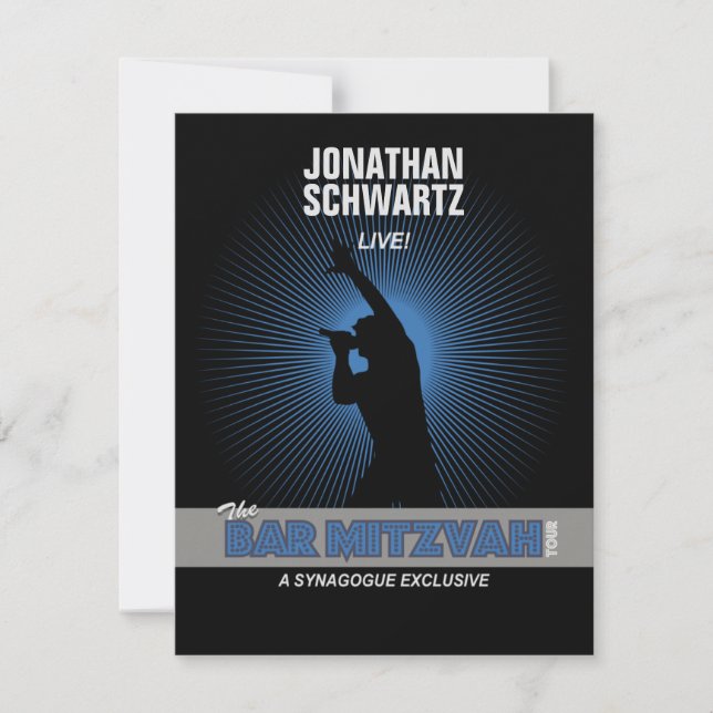 Rock Star Bar Mitzvah RSVP Responder Black Silver (Anverso)
