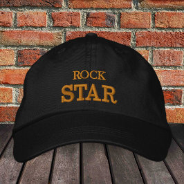 ROCK STAR bordado gorra de béisbol oro / negro