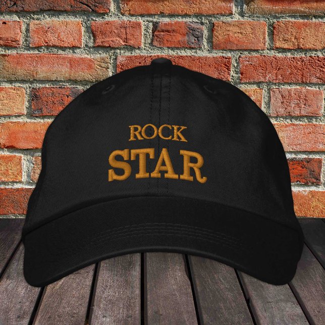 ROCK STAR bordado gorra de béisbol oro / negro (Subido por el creador)