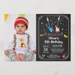 Rock Star Guitar Birthday Invitación a música Boy