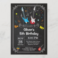 Rock Star Guitar Birthday Invitación a música Boy