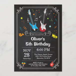 Rock Star Guitar Birthday Invitación a música Boy