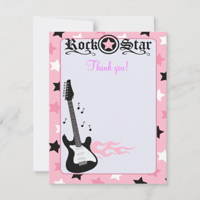 Rock Star Guitar Pink 4x5 Flat Gracias nota (Anverso)