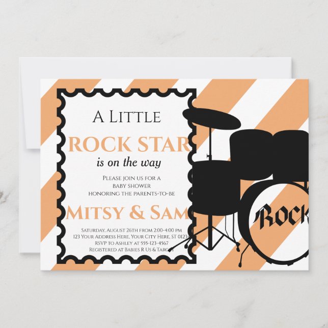 Rock Star Rock a Bye Baby Shower Invitación (Anverso)