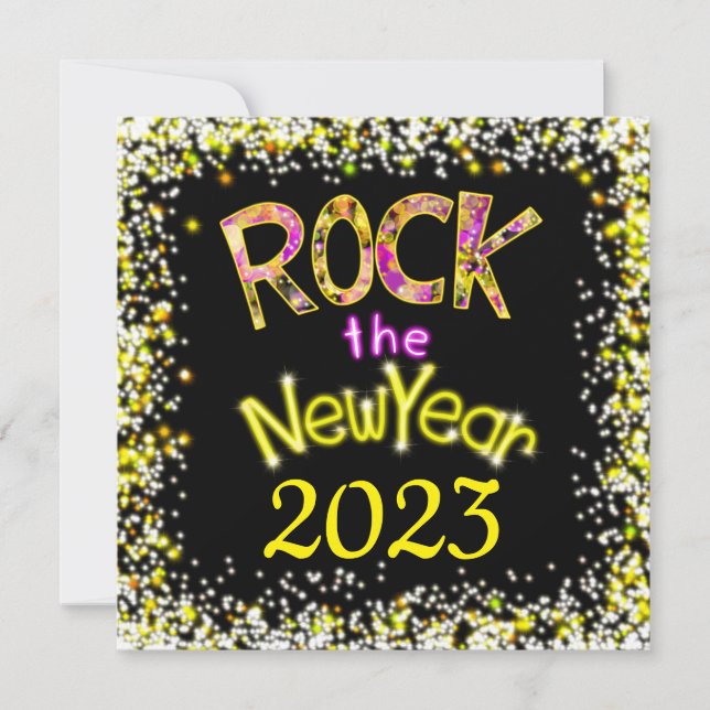 Rock the New Year Fun Rockin' recibe invitaciones  (Anverso)