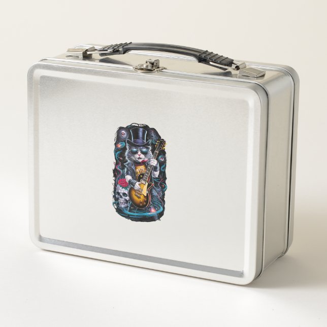 Rock y Roll Rock C de Guitarra Jugando Gato 80's 9 (Anverso)