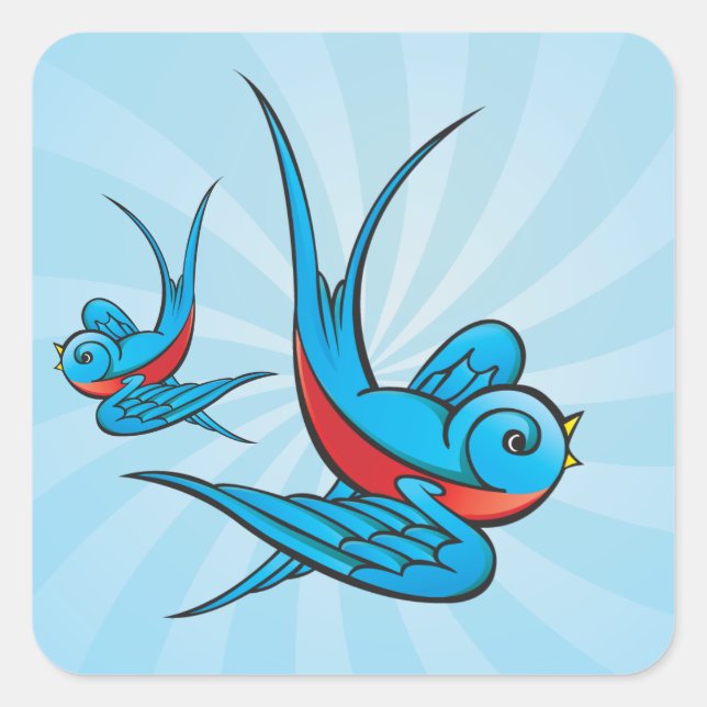 Rockabilly Tattoo Trague Pegatinas De Aves (Anverso)