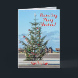 Rockaway Beach, O - Que tengan una Navidad Muy Fel<br><div class="desc">Una tarjeta de Navidades de fotografía de Patti Barry que muestra el árbol de Navidad en el camino de la ciudad.  Personalizar el interior de la tarjeta con tu propio texto personal.</div>