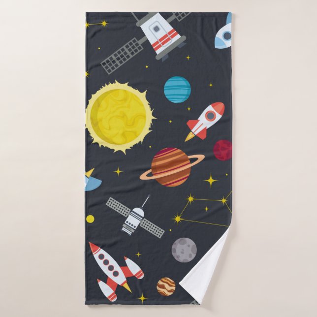 Rocket space globe solar system and planet cosmos  (Toalla de baño)