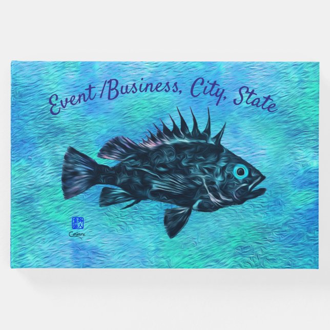 Rockfish de Quillback en azul - Libro de invitados (Anverso)