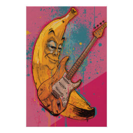 Rockin’ Banana Poster | Funny Cartoon Wall Art