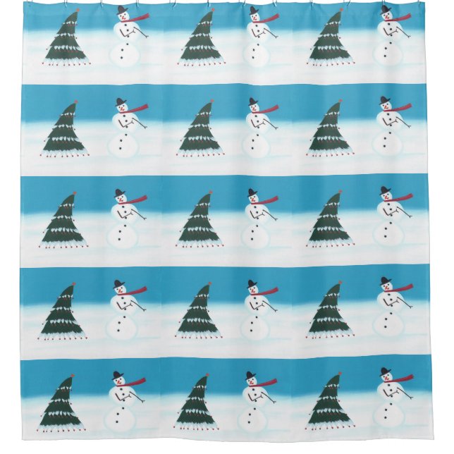Rocking Dancing Navidades Snowman Cortinas de duch (Anverso)