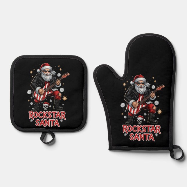 Rockstar Santa Potholder Set (Anverso)