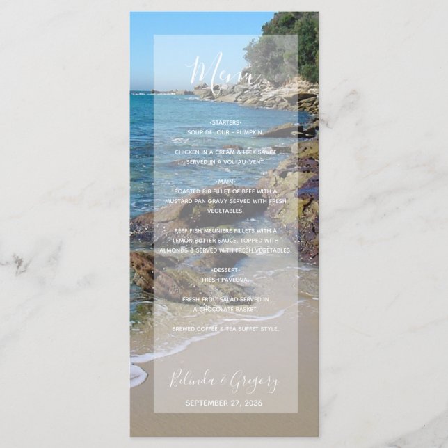 Rocky Beach Wedding Menu (Anverso)