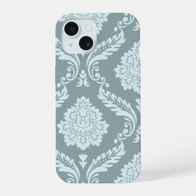 Rococo Damask Art I Duck Egg Blue+Teal (Reverso )