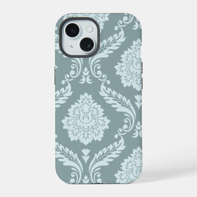 Rococo Damask Art I Duck Egg Blue+Teal (Reverso )