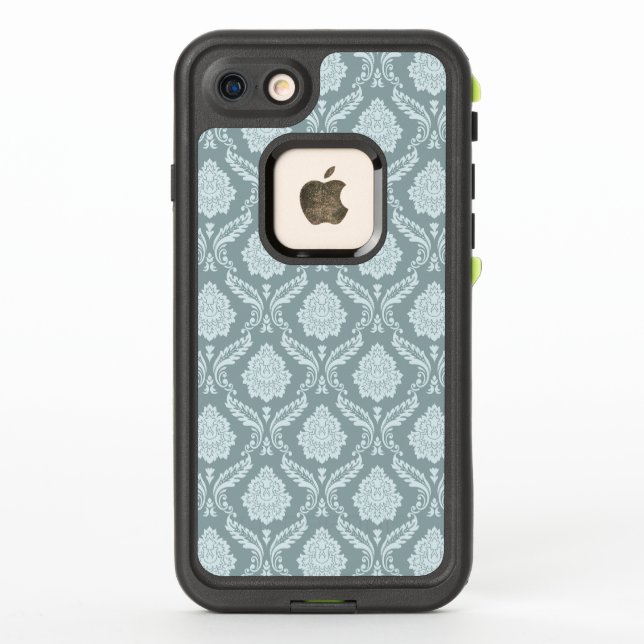 Rococo Damask Pattern Duck Egg Blue+Teal (Reverso)
