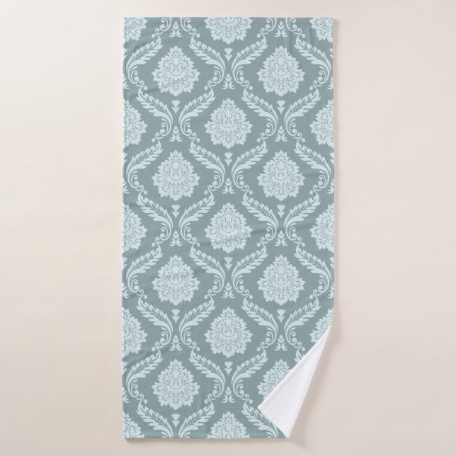 Rococo Damask Pattern Duck Egg Blue+Teal (Toalla de baño)