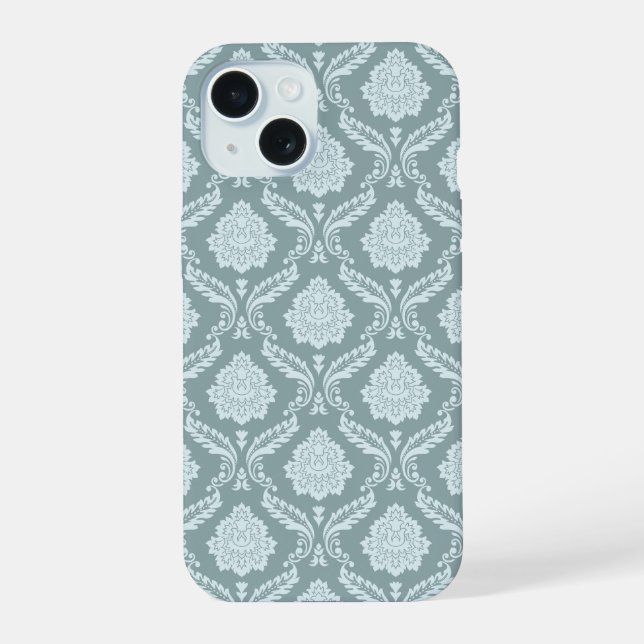 Rococo Damask Rpt Pattern Duck Egg Blue+Teal (Reverso )