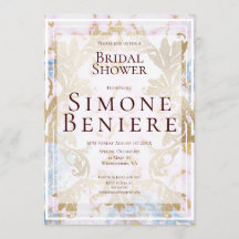 Rococo Gold Filigree Bridal Shower Invitación