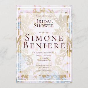 Rococo Gold Filigree Bridal Shower Invitación