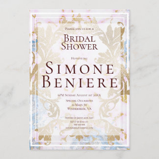 Rococo Gold Filigree Bridal Shower Invitación