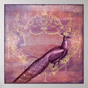 Rococo Impresión de pavo real morado de Francia