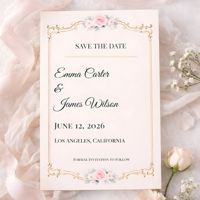 Rococo Rubor Salva la Fecha (Rococco save the date card for rococco collection
)