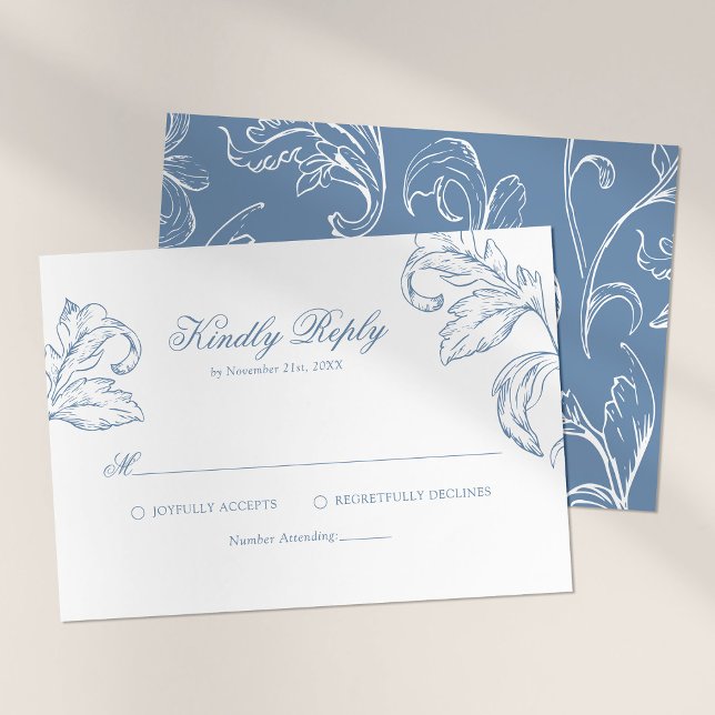 Rococo Vintage Blue Wedding RSVP (Subido por el creador)