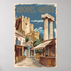 Rodas Grecia Ruinas Viaje Arte Vintage