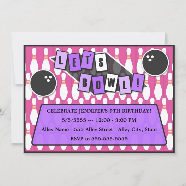 Rodemos rosa de la invitación del cumpleaños del (Anverso)