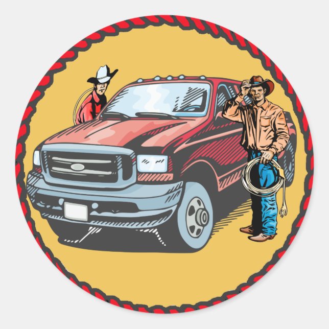 Rodeo De Pegatinas Occidentales Vaqueros Con Camió (Anverso)